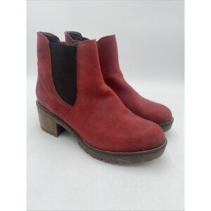 Bos. & Co. Mass Leather Chelsea Boot Women's 10 41 Red Zipper Ankle Chunky Sole